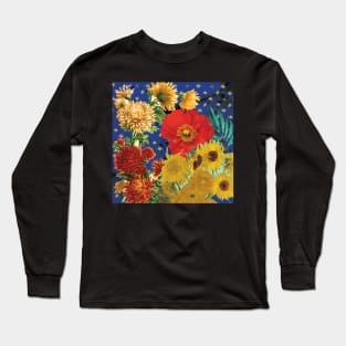 Van Gogh Inspired Floral Pattern Long Sleeve T-Shirt